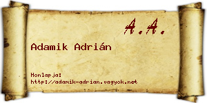 Adamik Adrián névjegykártya