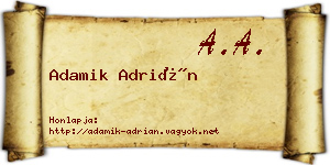 Adamik Adrián névjegykártya